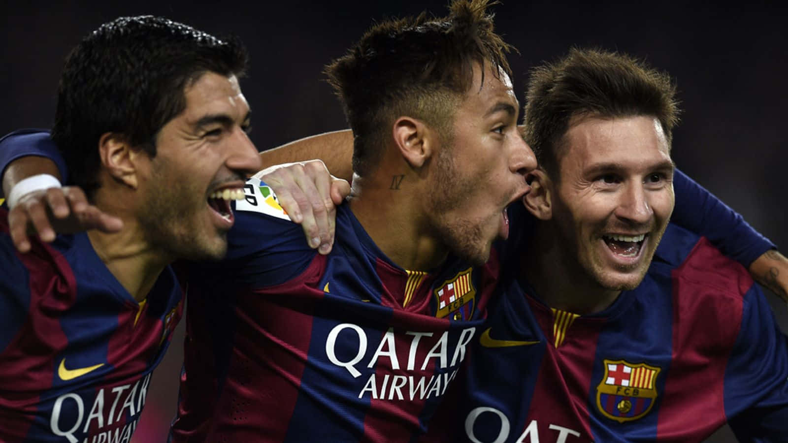 Trio la MSN na Neymar Wakiangalia Pembeni Picha ya Ukuta