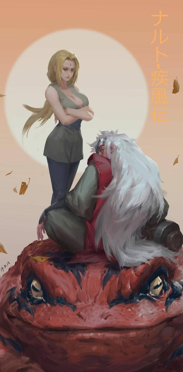 Tsunade, Jiraiya, Na Gamabunta Picha ya Ukuta