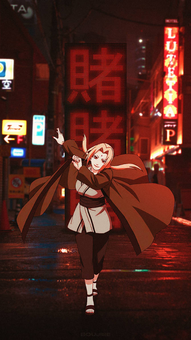 Tsunade Katika Mtaa wa Japani Picha ya Ukuta