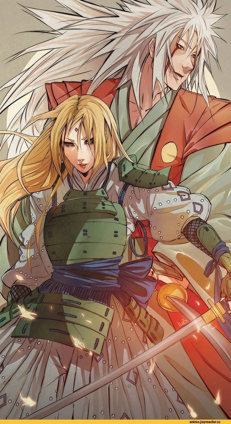 Tsunade Na Jiraiya Tayari Kupigana Picha ya Ukuta