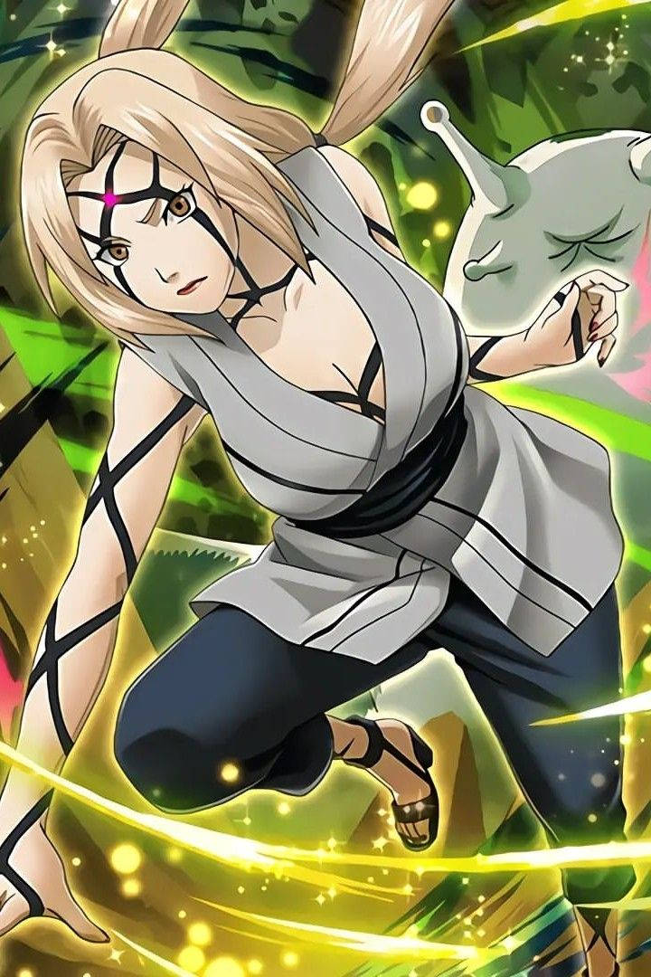 Tsunade yenye mandhari ya kijani Picha ya Ukuta