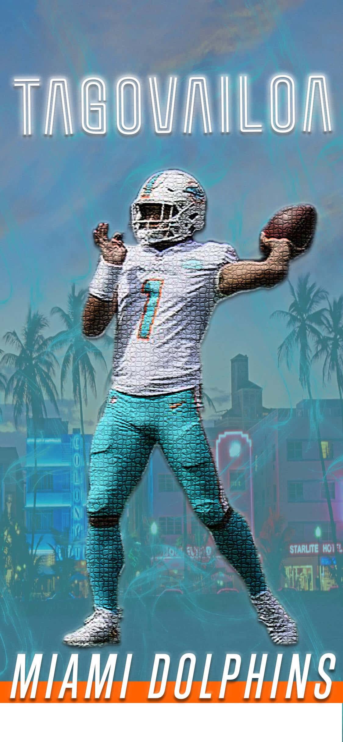 Tua Tagovailoa akikita mchezo katika timu ya Miami Dolphins Picha ya Ukuta