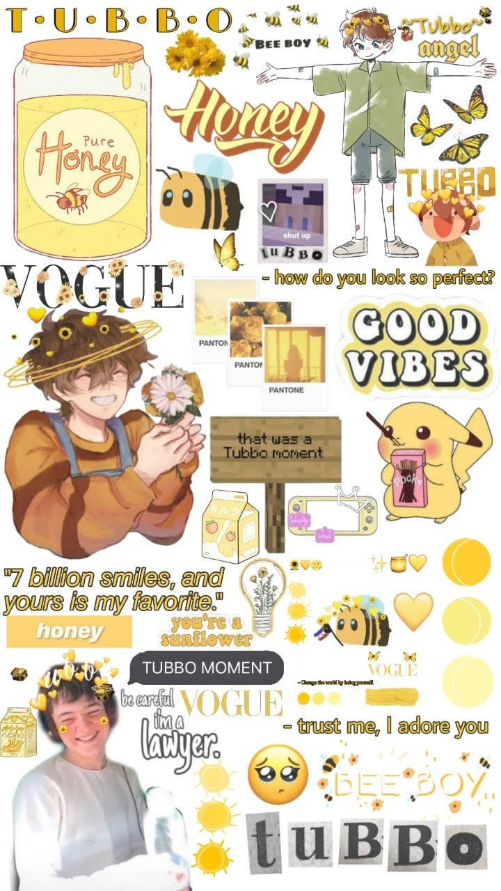 Tubbo Aesthetic Nyeupe na Njano Picha ya Ukuta