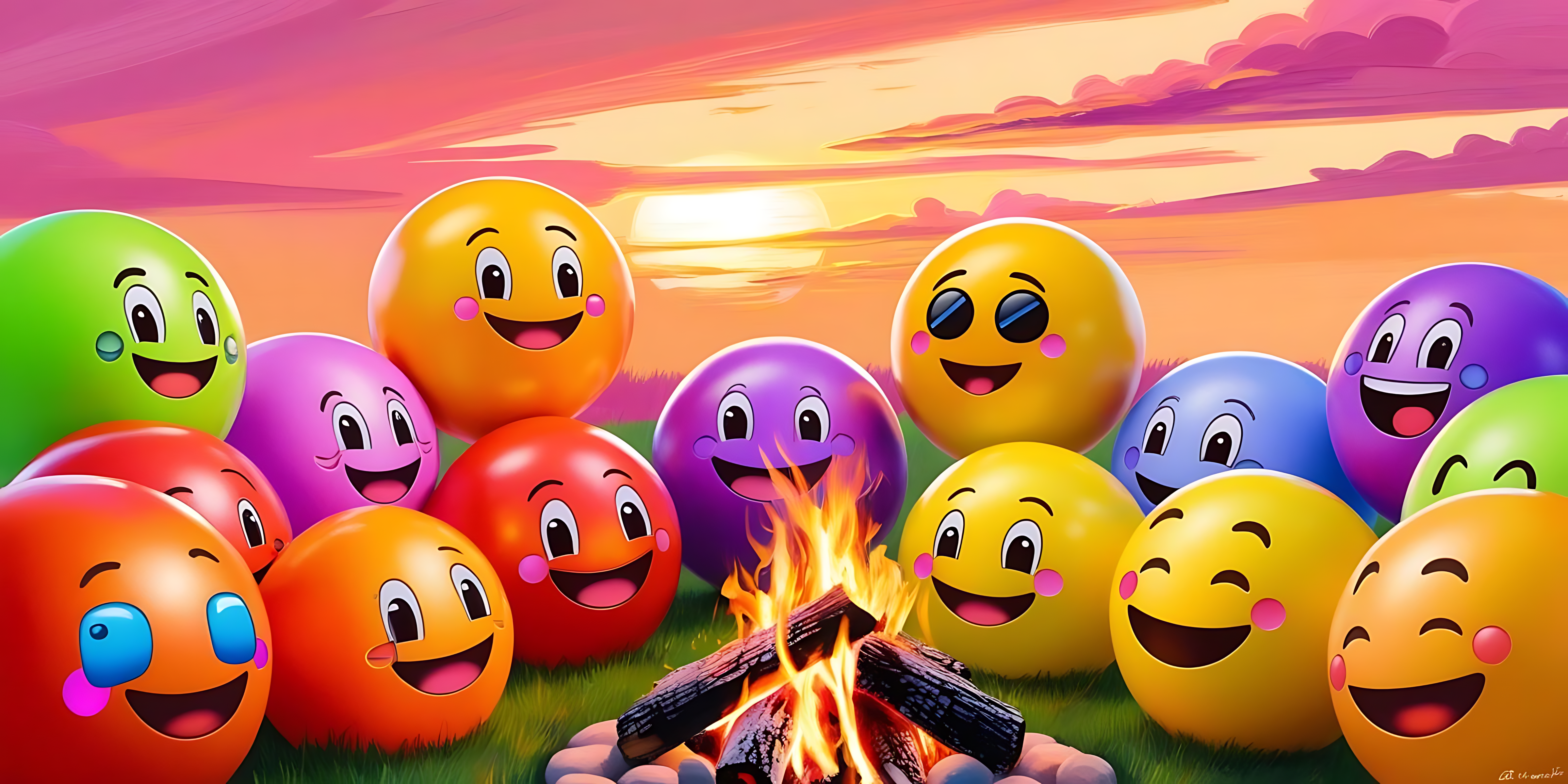 Tufe za emoji zenye rangi Picha ya Ukuta