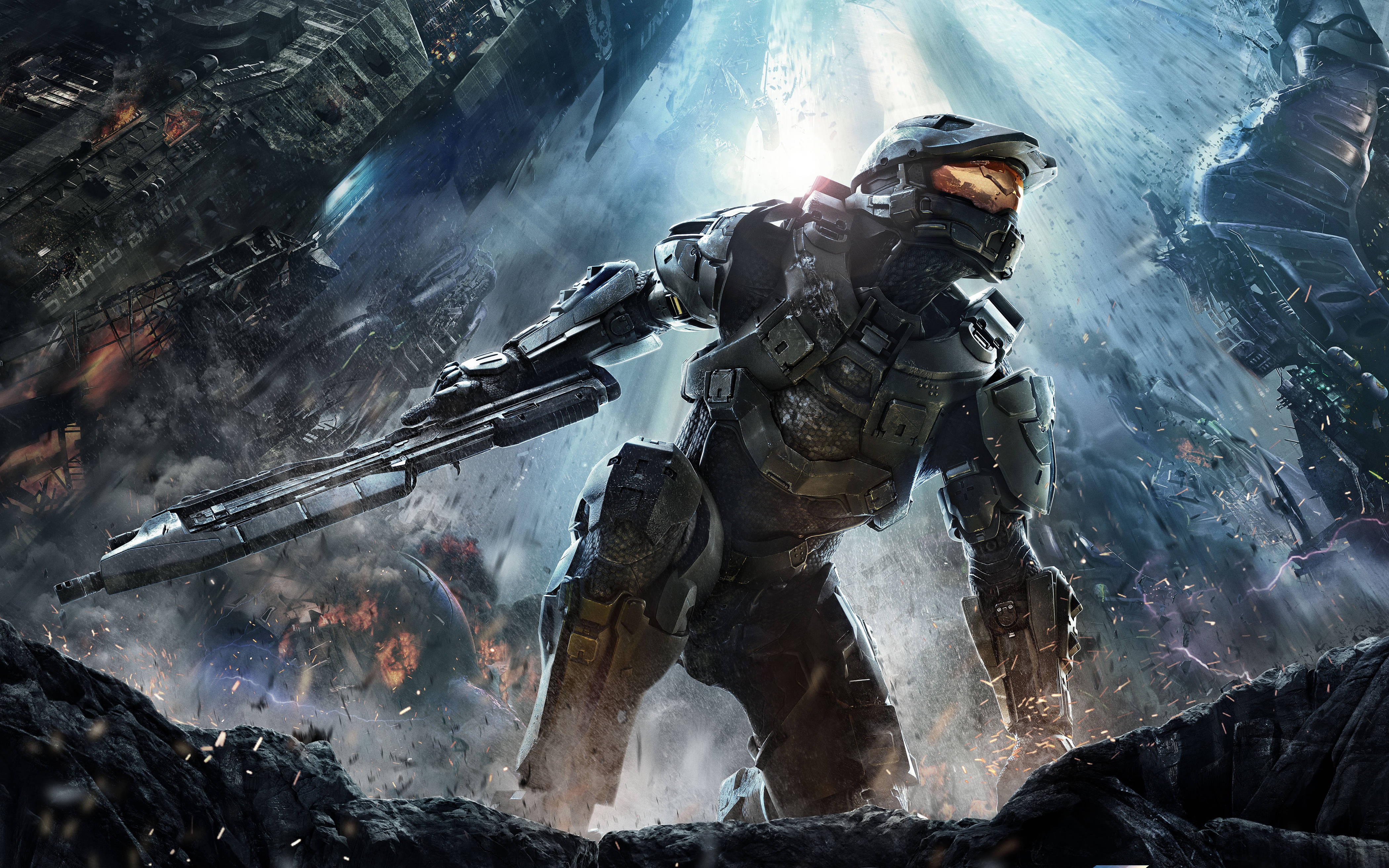 Tukio Kubwa la Master Chief wa Halo kwenye Simu ya Michezo ya 4K Picha ya Ukuta