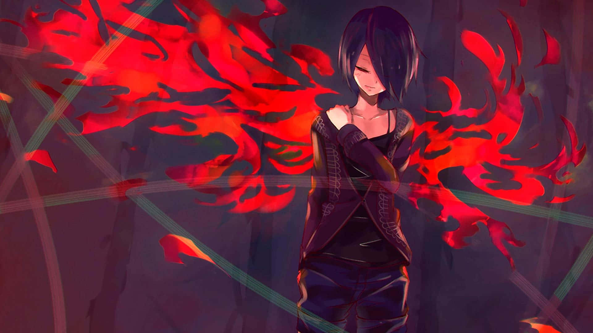 "Tukio kutoka Tokyo Ghoul lililojaa mandhari ya jiji la Tokyo lenye shughuli nyingi" Picha ya Ukuta