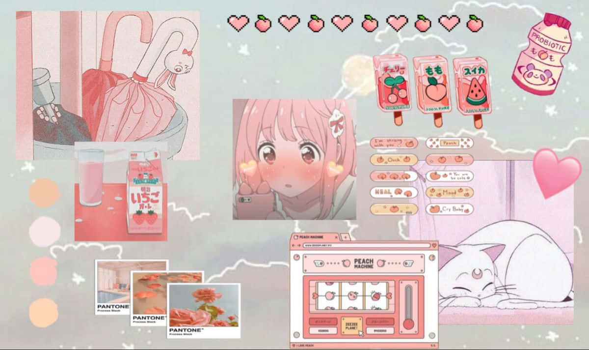 Tukio la anime lenye amani na utulivu katika vivuli laini vya pinki Picha ya Ukuta