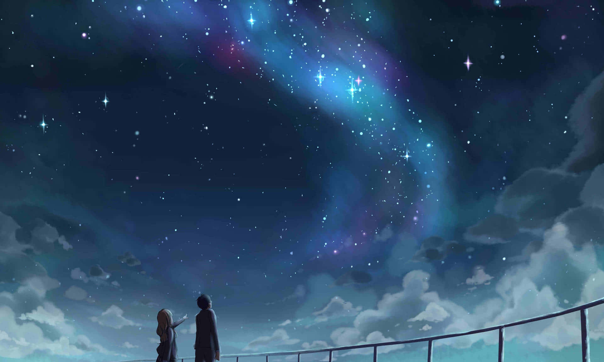 Tukio la Usiku la Anime kutoka Your Lie in April Picha ya Ukuta