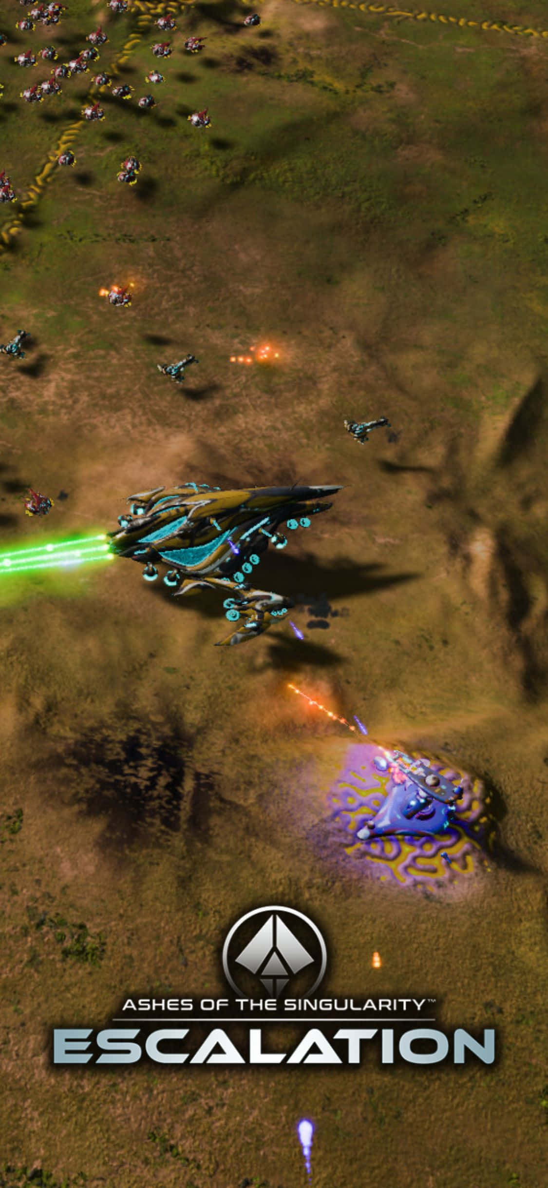 Tumia mchezo wa mkakati wa sayansi ya kusisimua Ashes Of The Singularity Escalation kwenye iPhone X Picha ya Ukuta