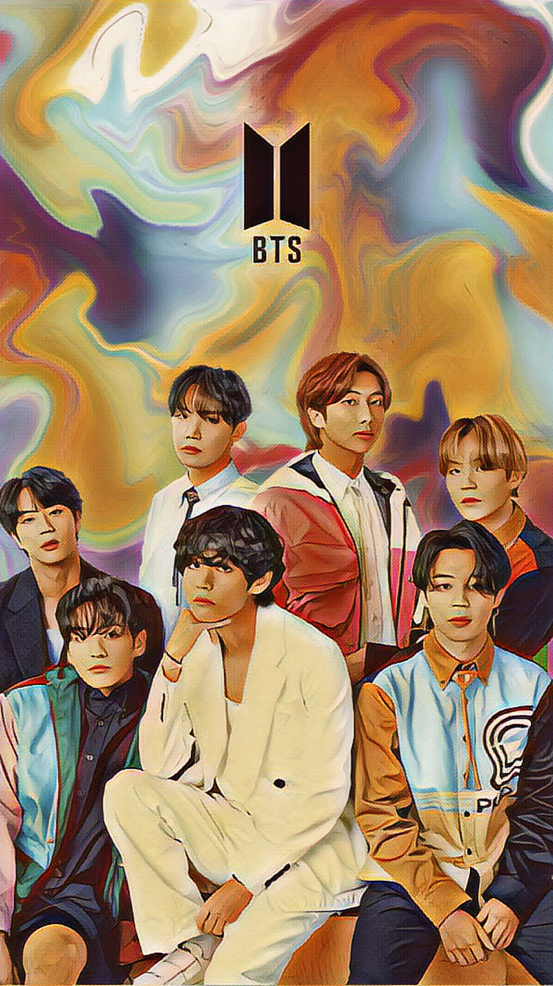 Turubai ya Kuchora ya BTS ya Kupendeza Picha ya Ukuta