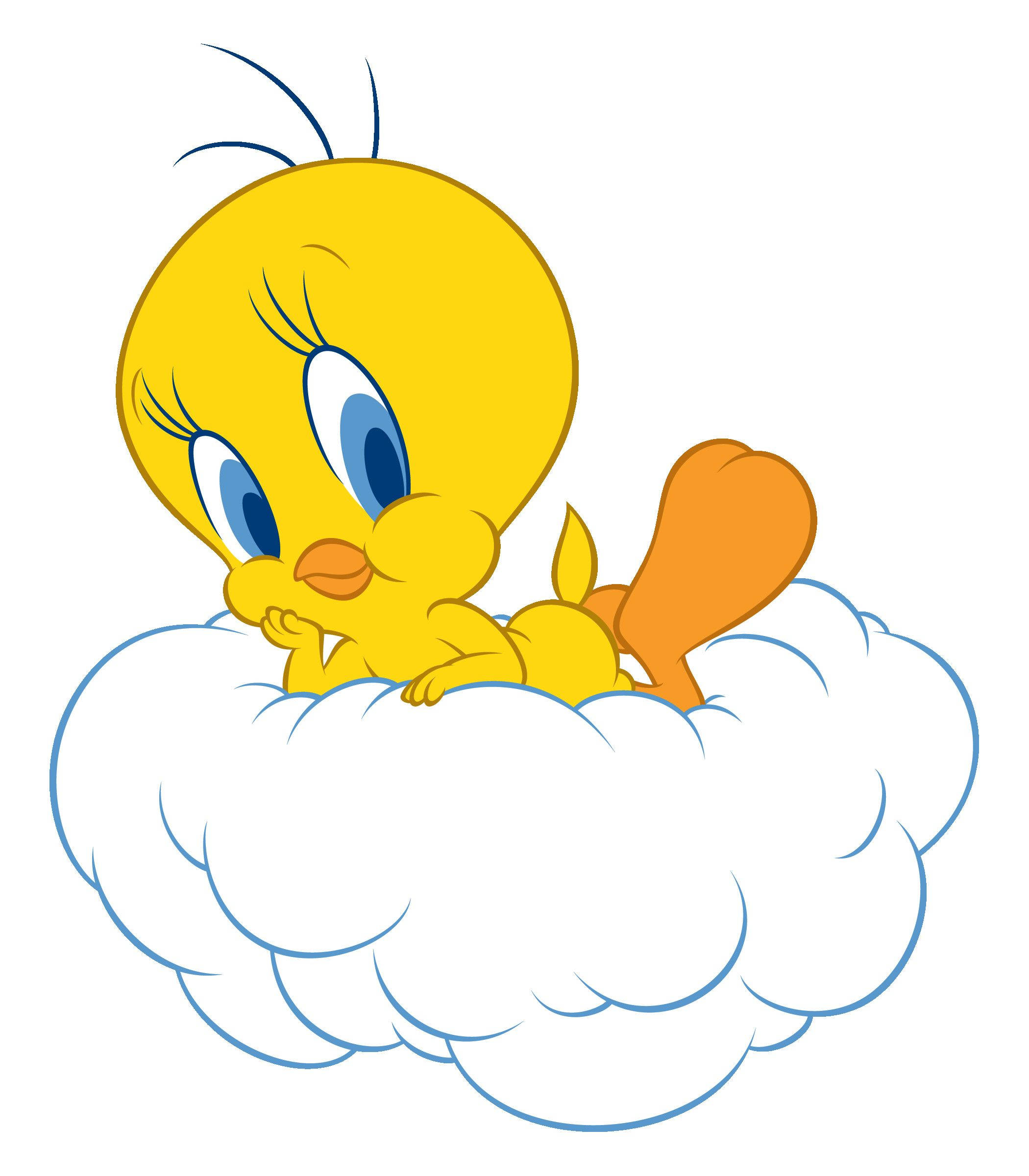 Tweety Posing On White Cloud Picha ya Ukuta