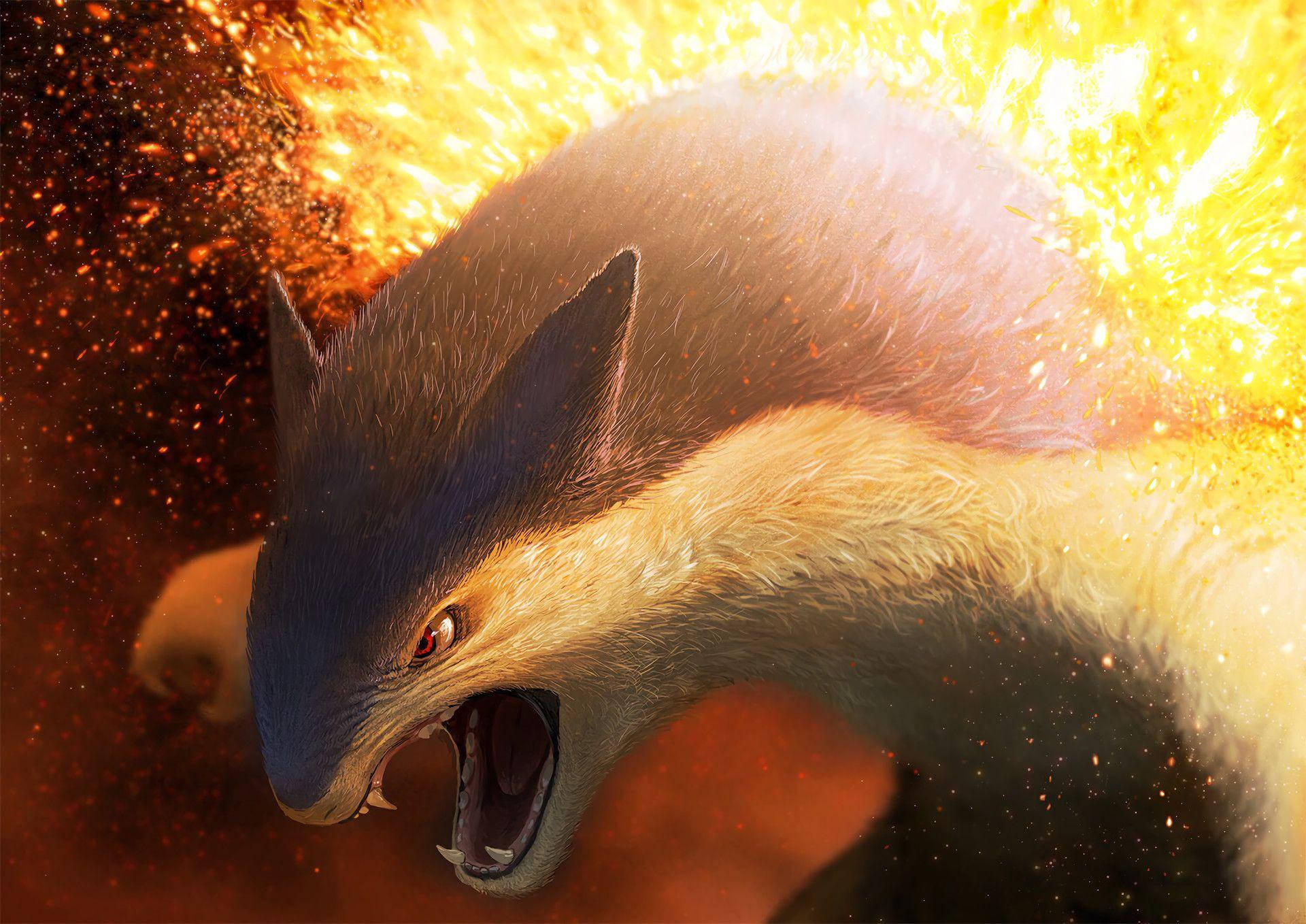 Typhlosion Upande wa Karibu HD Picha ya Ukuta