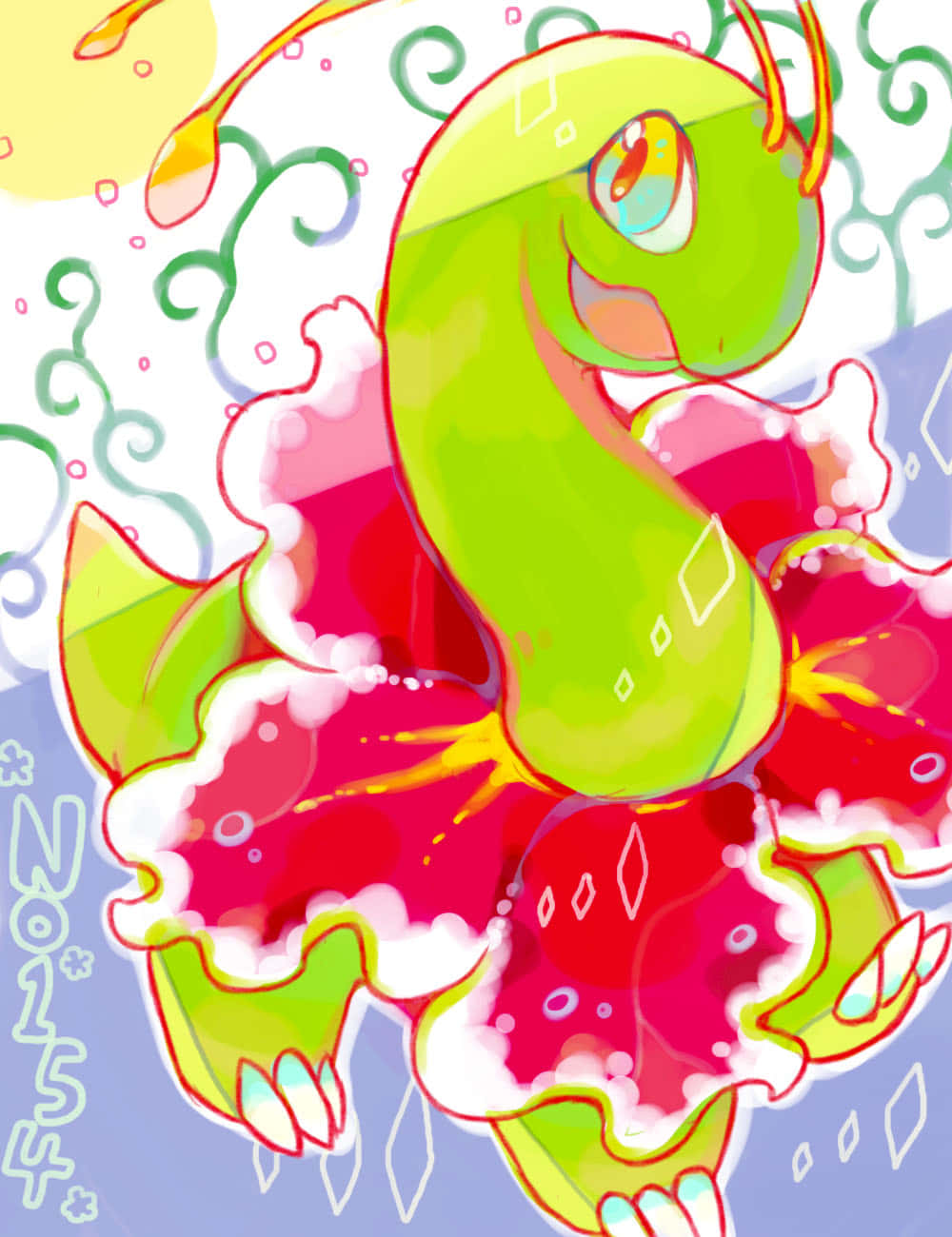 Ubora wa Mchoro wa Meganium 2D Picha ya Ukuta