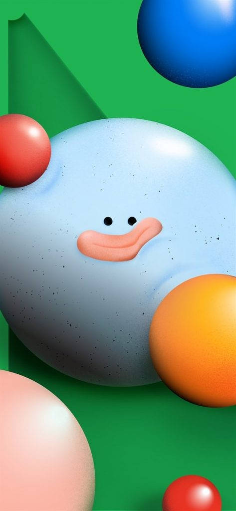 Ubunifu wa Tufe la Smiley la 3D kwenye Google Pixel 4a Picha ya Ukuta
