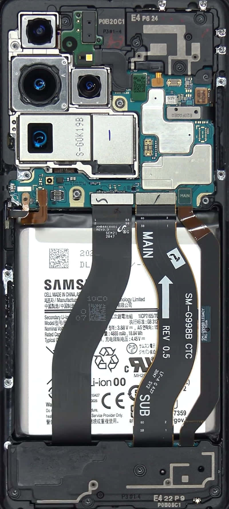 Uchunguzi wa karibu wa ndani ya Smartphone Picha ya Ukuta