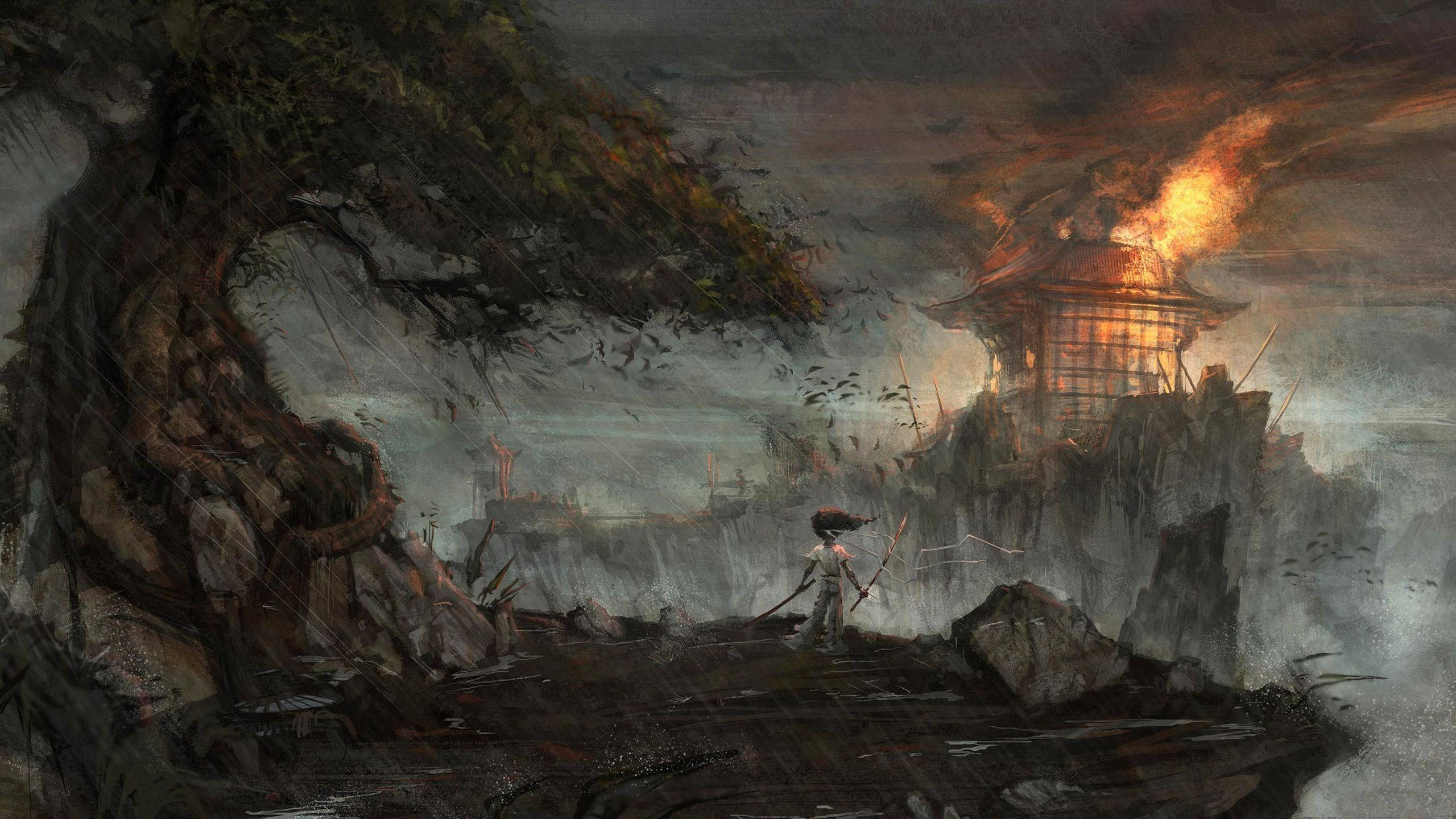 Uharibifu wa Samurai wa Kijapani Picha ya Ukuta