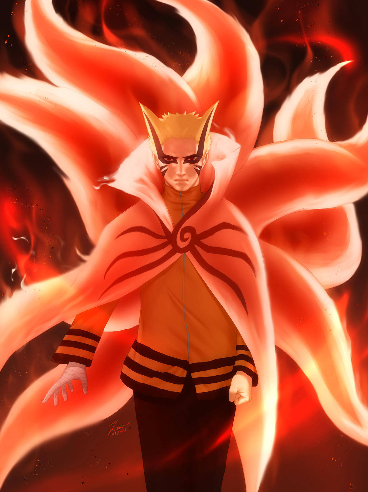 Ukia wa Naruto Baryon Mikia ya Moto Picha ya Ukuta