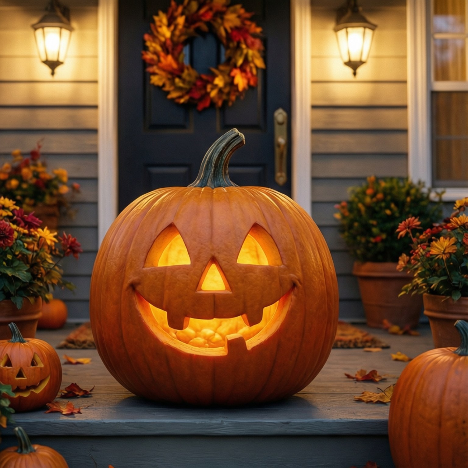 Ukumbi wa Jack-o-Lantern Anayetabasamu Picha ya Ukuta