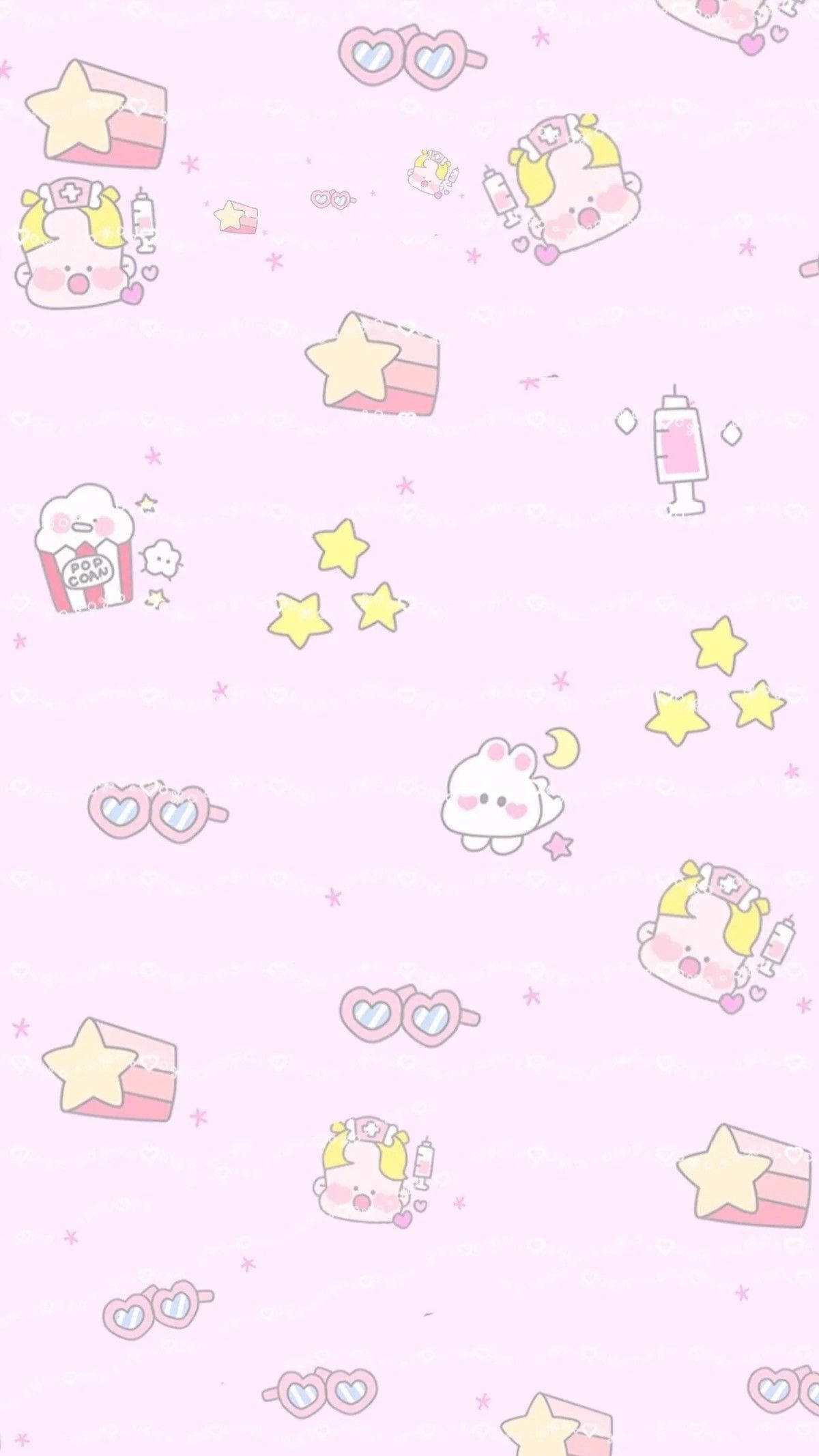 Ukuta wa iPad wa Kupendeza wa Pink Kawaii Picha ya Ukuta