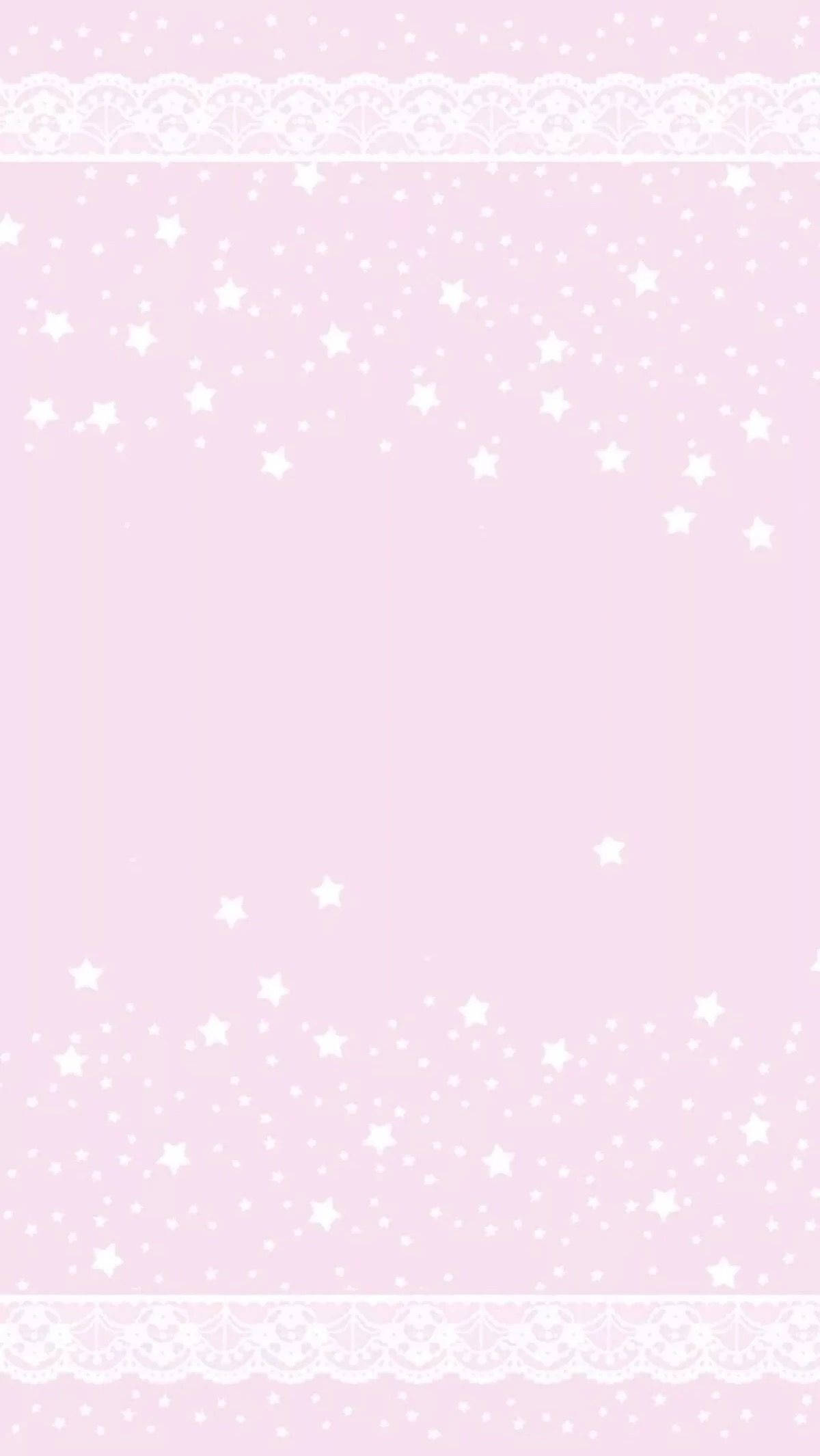 Ukuta wa Pinki wa Kawaii wenye Nyota na Mipaka Picha ya Ukuta