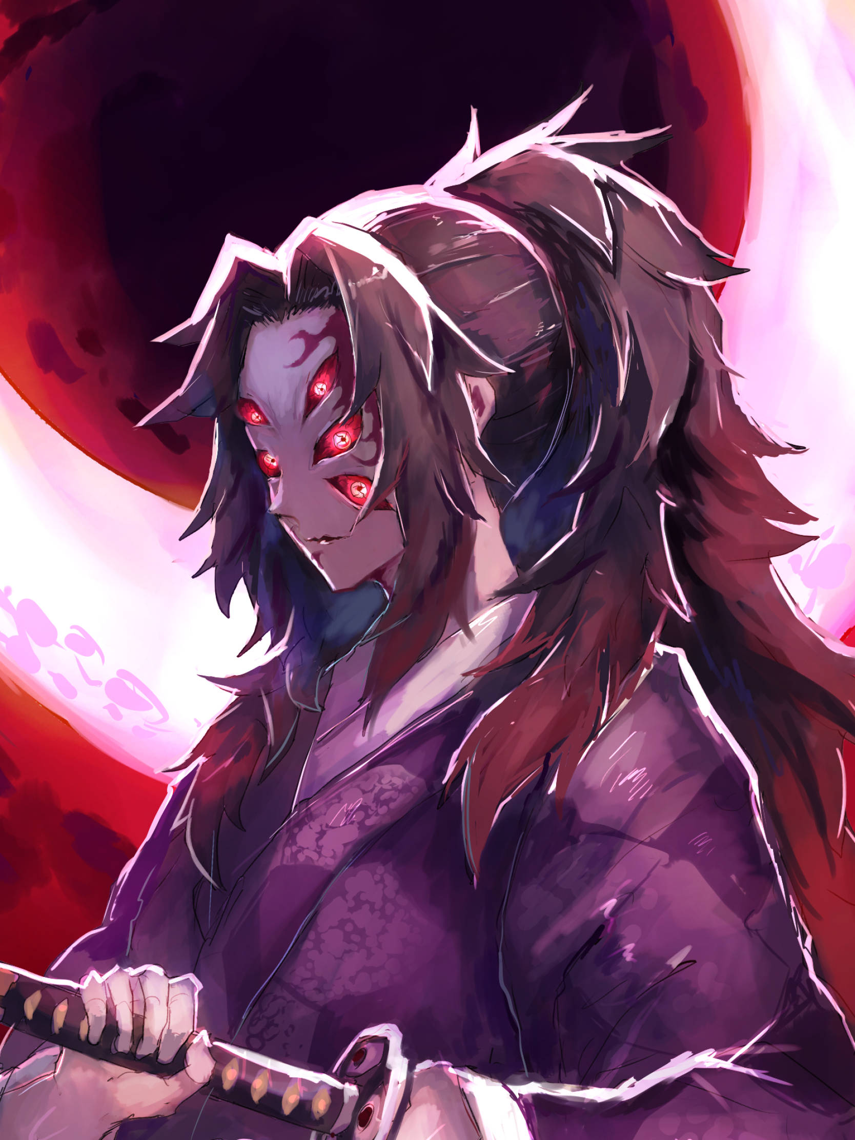 Ukuta wa Simu wa Kokushibo wa Demon Slayer Wenye Kufurahisha Picha ya Ukuta