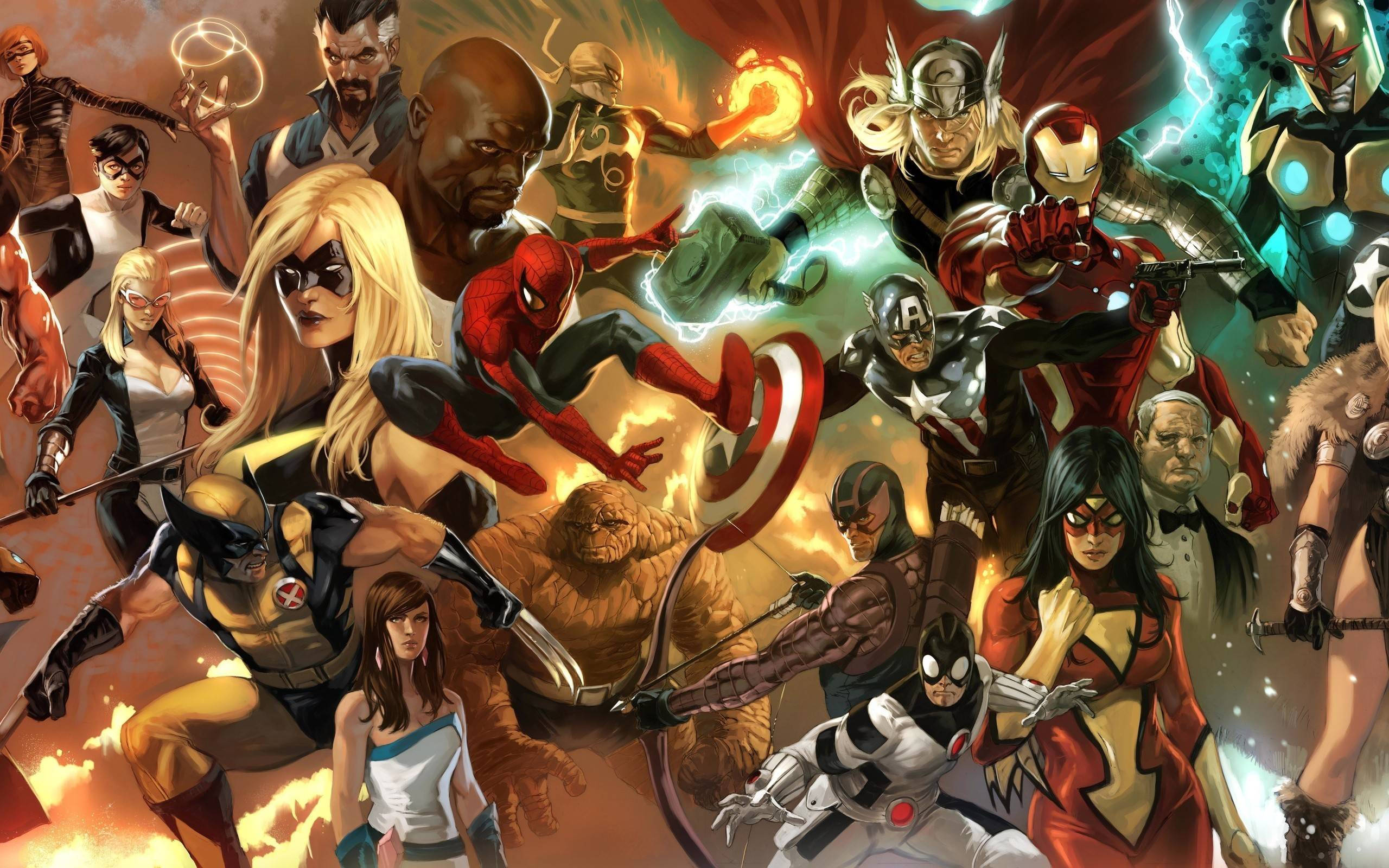 Unganisha Mashujaa wa Marvel kuokoa dunia! Picha ya Ukuta