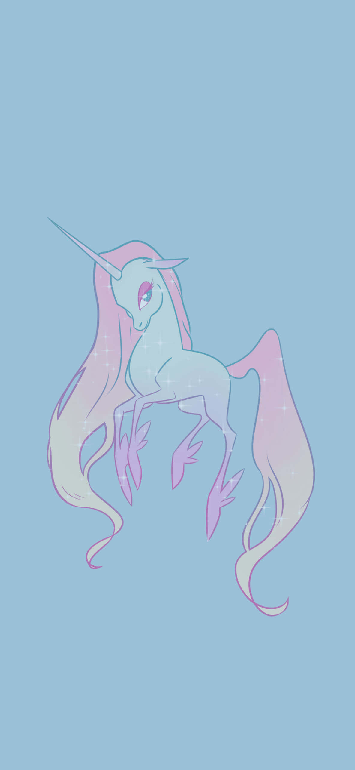 Aesthetic Light Blue Cute Unicorn Picha ya Ukuta