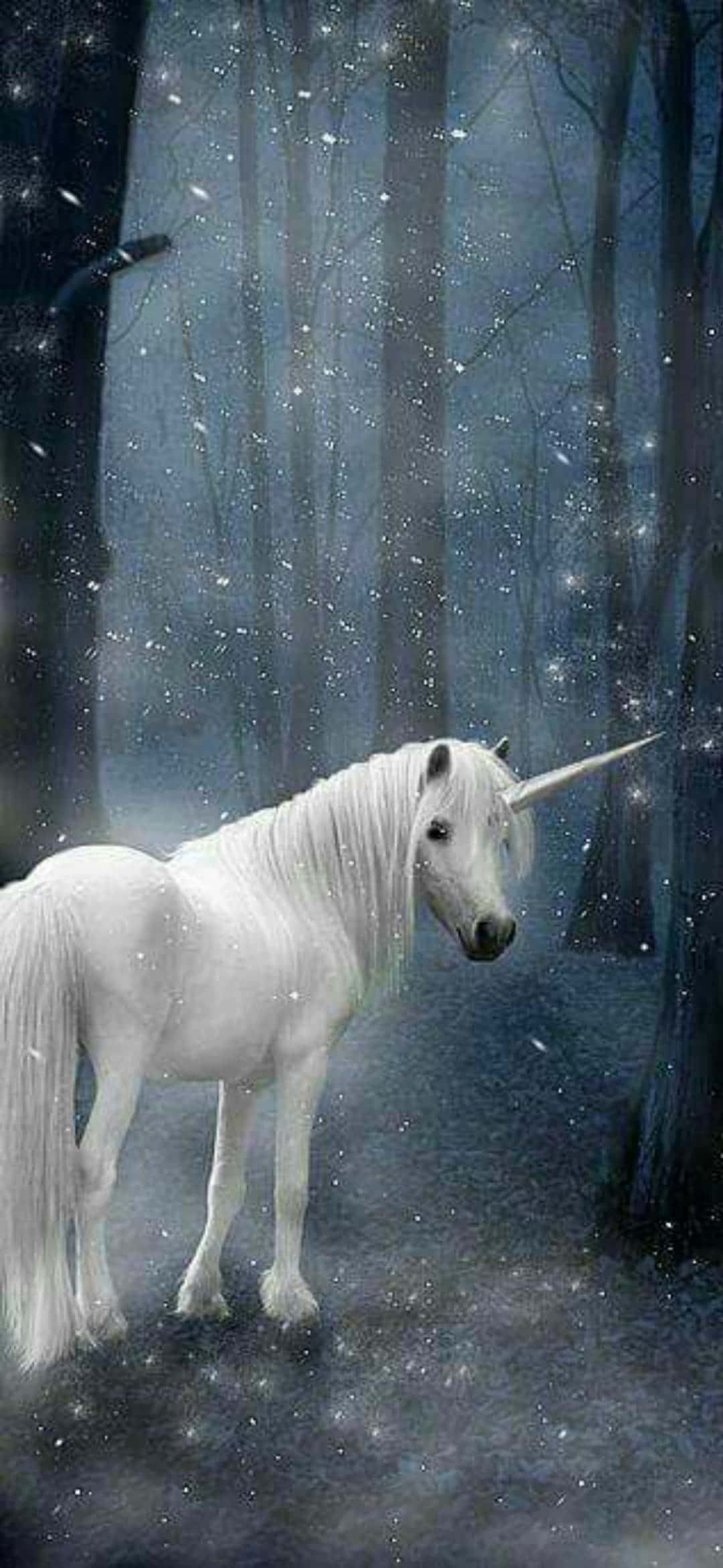 Unicorn na Kifurushi cha Pamba na Nywele Picha ya Ukuta