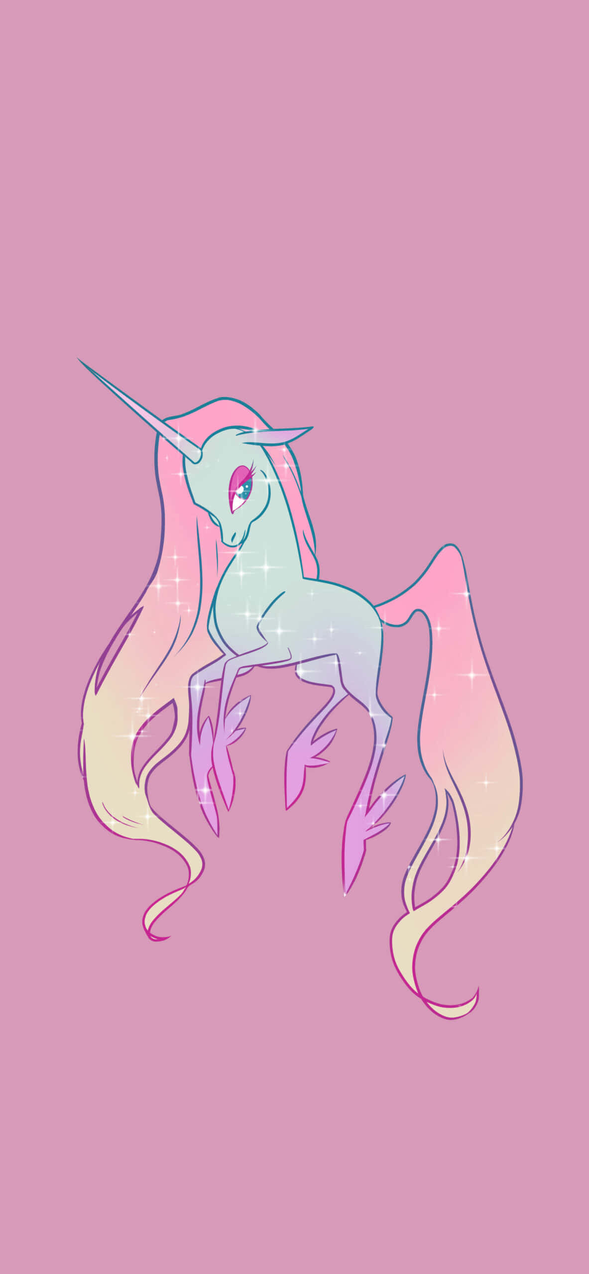 unicorn yenye nywele ndefu na nywele pink Picha ya Ukuta