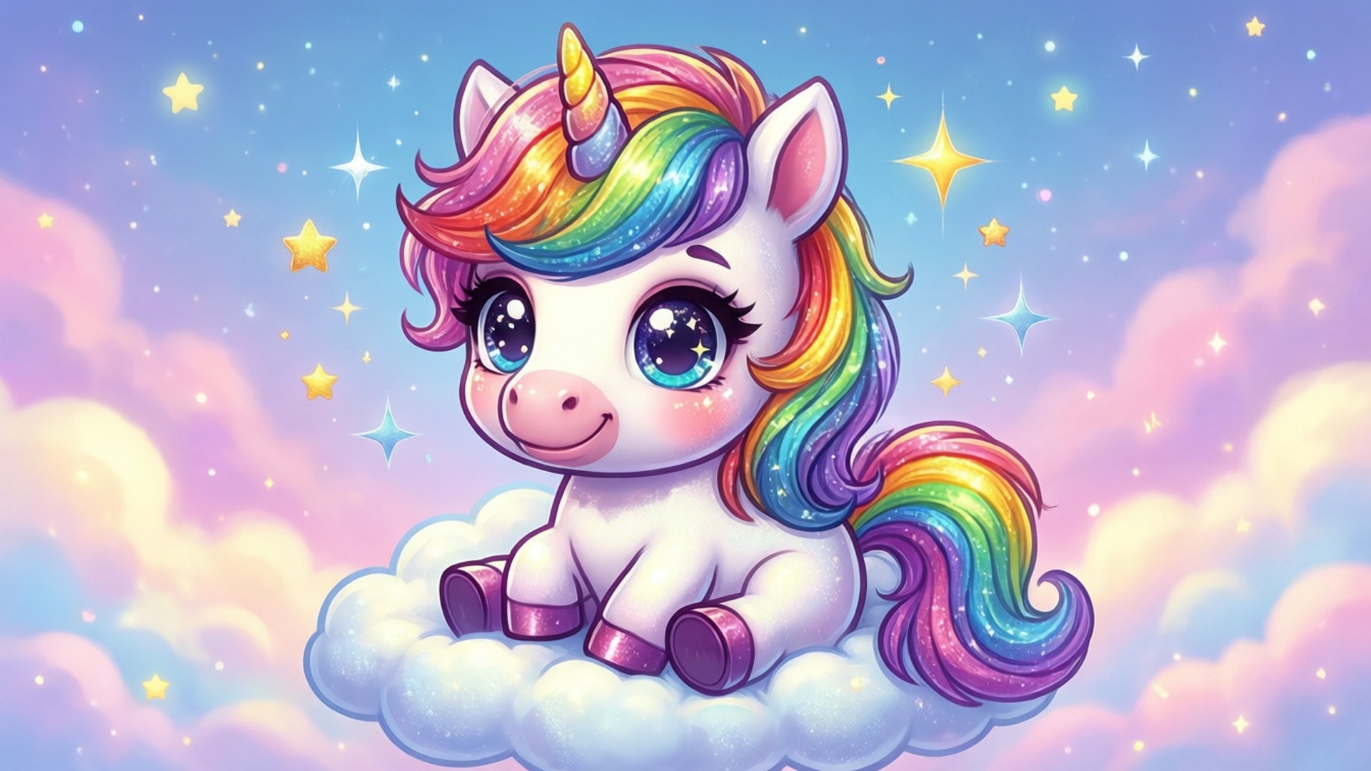 Unicorni wa Mwisho wa Upinde wa Mvua juu ya Mwamba Picha ya Ukuta