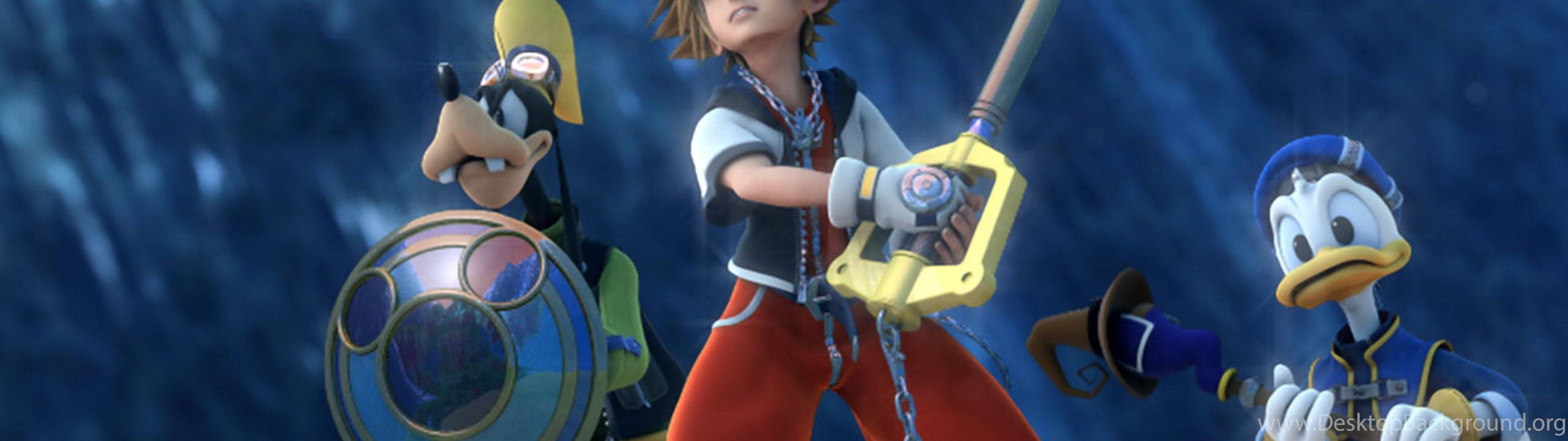 Unlock a world of adventure with Sora, Donald Duck, and Goofy in Kingdom Hearts 3 Picha ya Ukuta