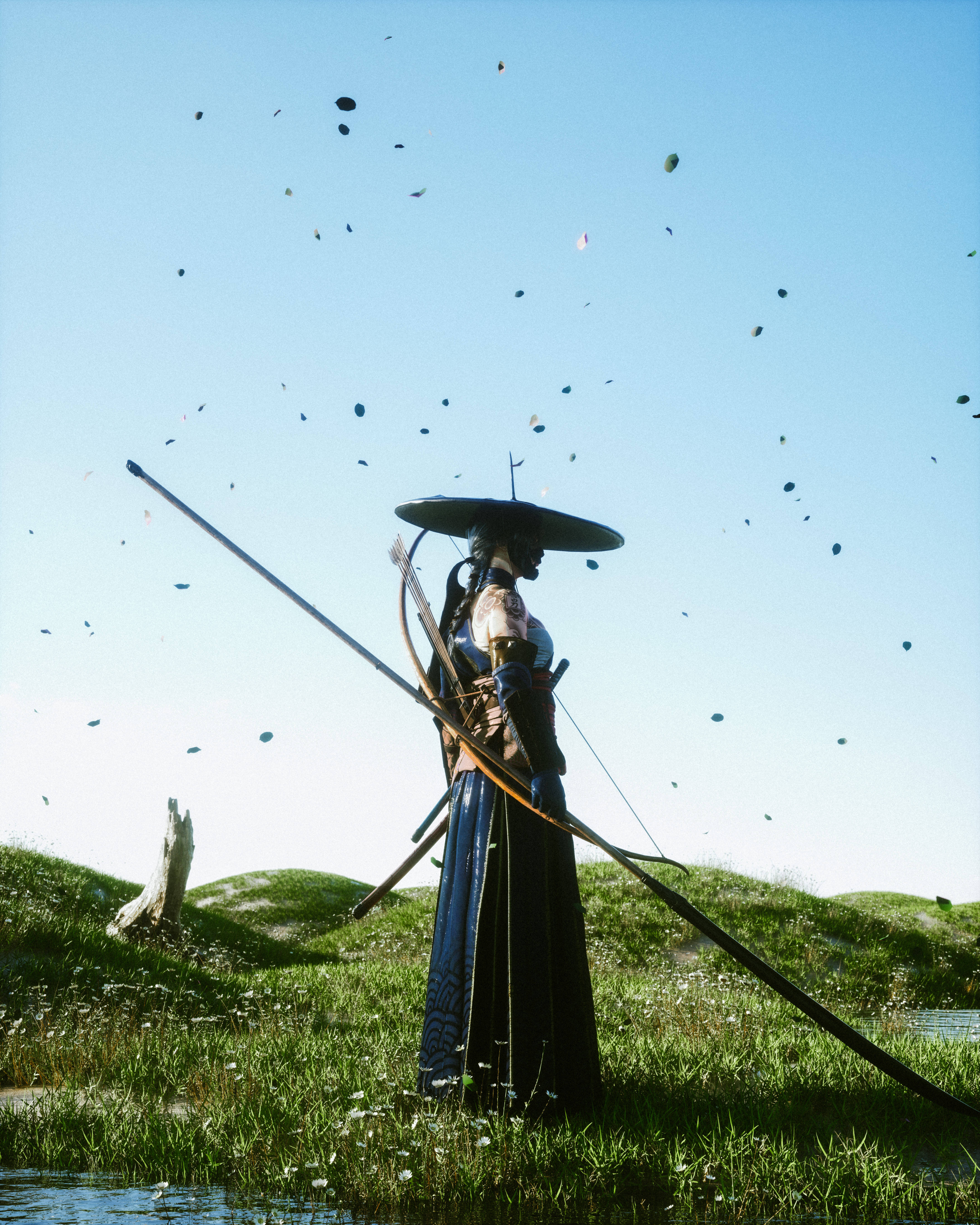 Upanga Mrefu wa Samurai wa Kijapani Picha ya Ukuta