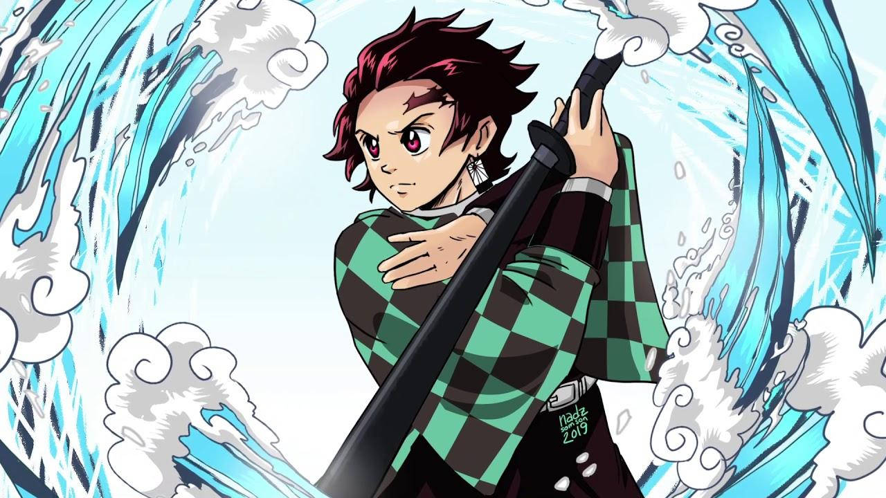 Upanga wa Tanjiro wa Demon Slayer Picha ya Ukuta