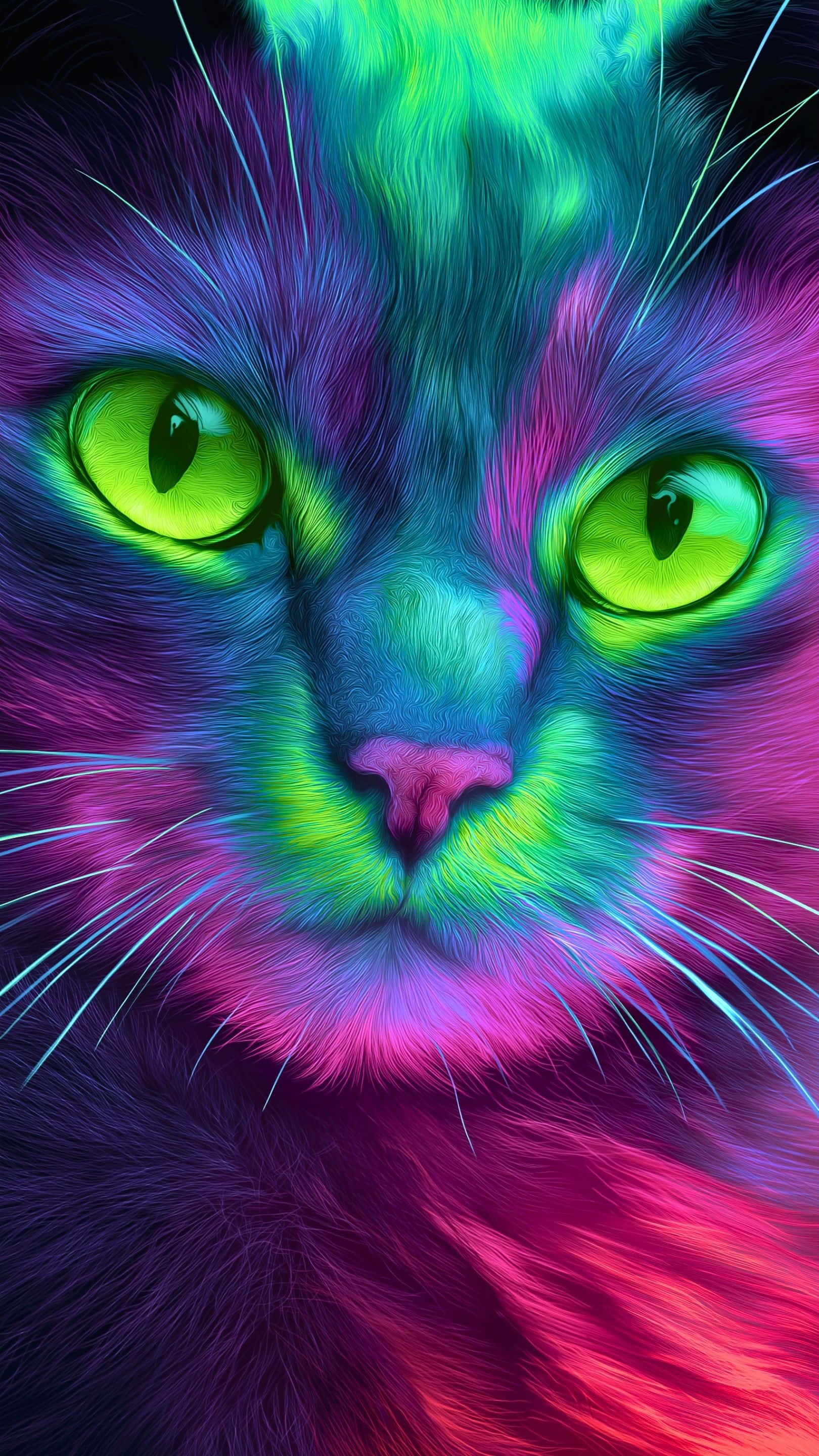 Upimaji wa karibu wa mwanamke wa neon wenye mwanga na mwanga wa kijani na mifumo ya mwanga ya psychedelic Picha ya Ukuta