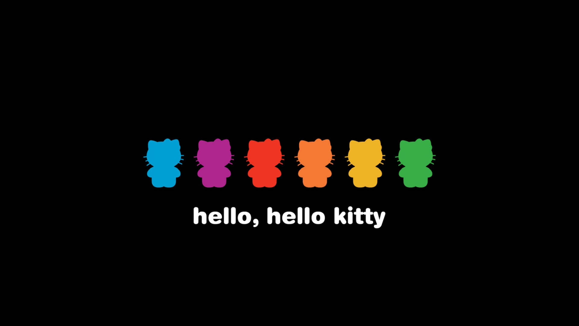 Upinde wa mvua kwenye Hello Kitty Nyeusi Picha ya Ukuta