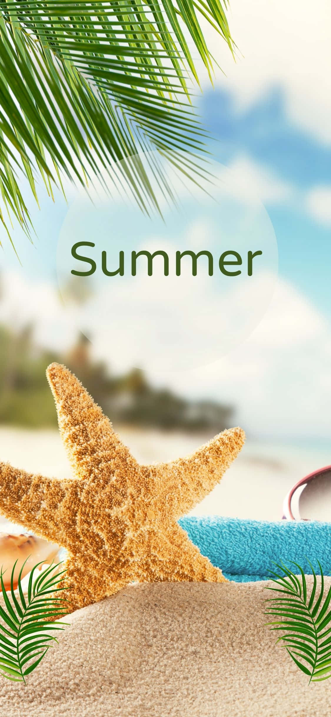 Upright Starfish iPhone X Summer Background Picha ya Ukuta