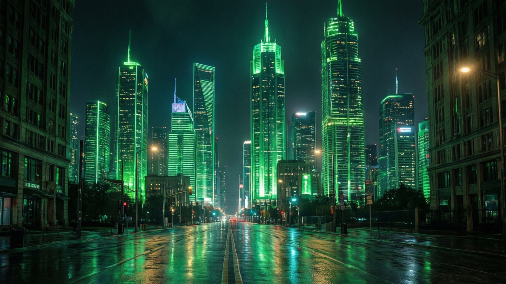 Usiku wa Jiji la Neon Picha ya Ukuta