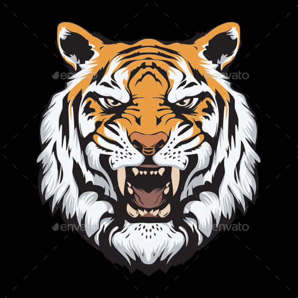 Uso Mkali wa Tiger Sanaa ya Vekta Picha ya Ukuta