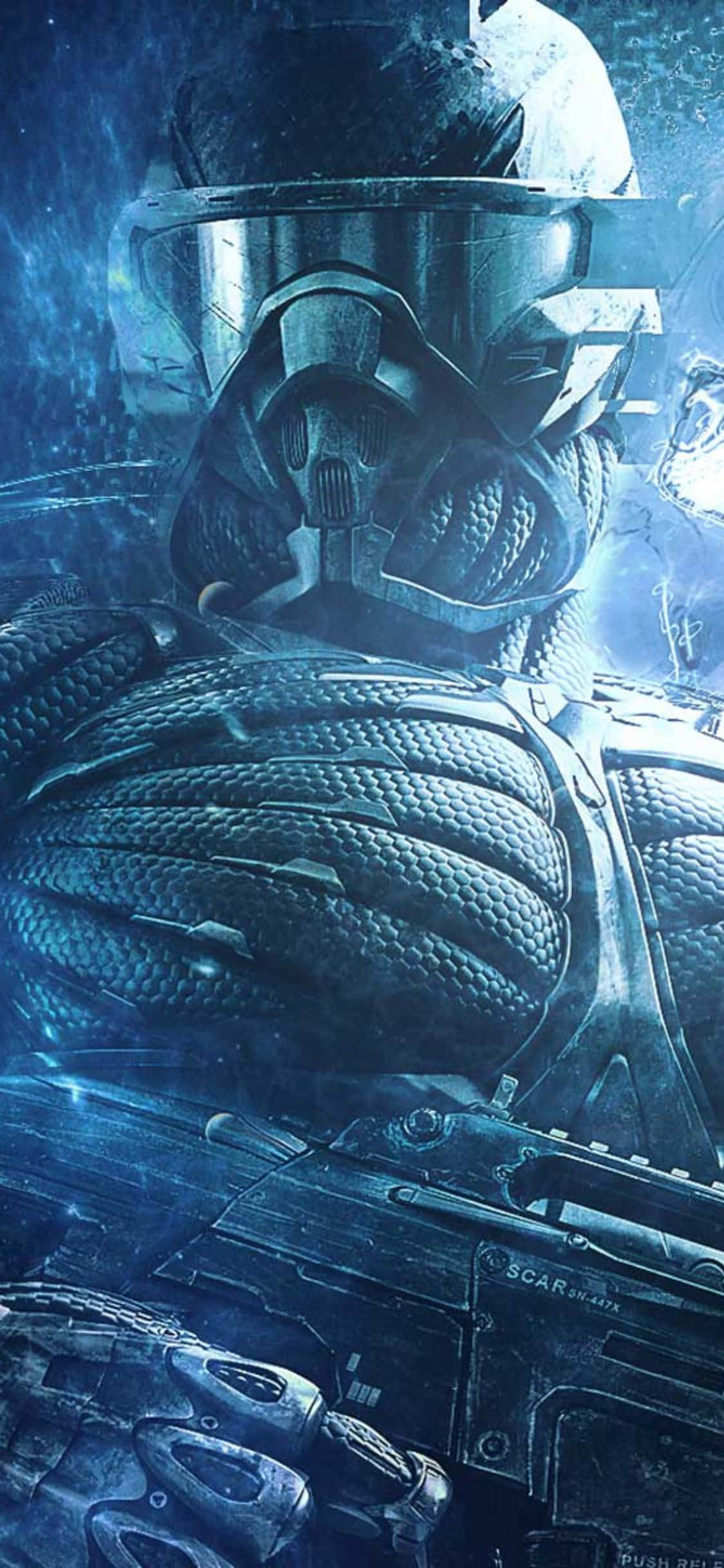 Utafahamu mchezo wa kushtusha wa Crysis 3 kwenye iPhone X Picha ya Ukuta