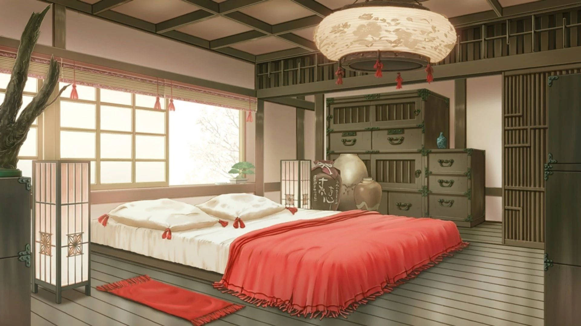 Utulivu Rahisi: Chumba Kizuri cha Anime Picha ya Ukuta