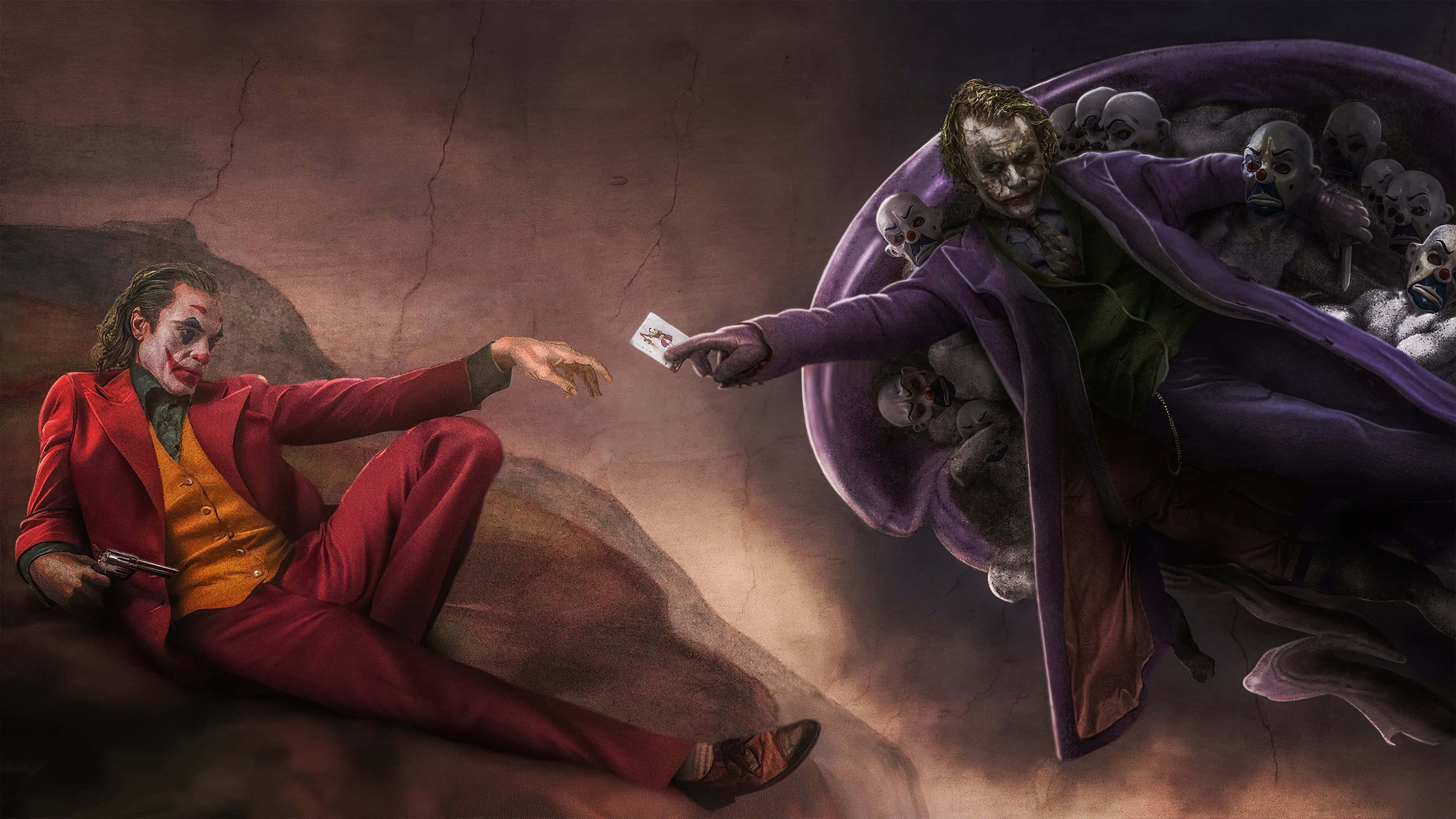 Uumbaji wa Adamu wenye Mandhari ya Joker 4K Picha ya Ukuta
