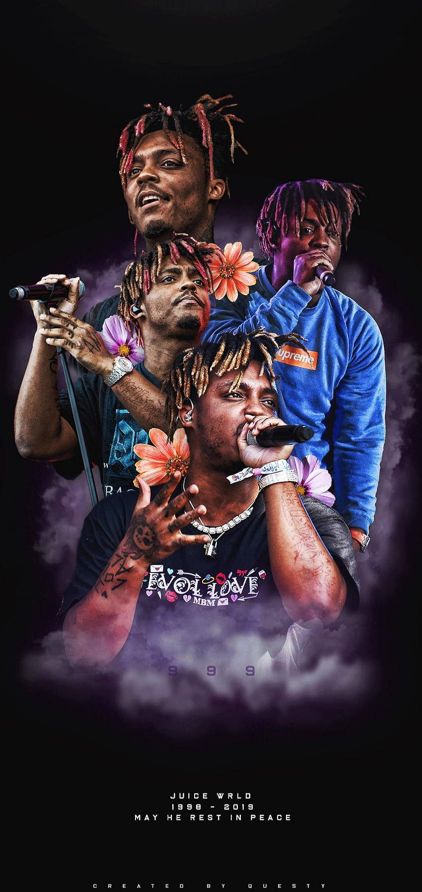 Uwakilishi wa Kikamilifu wa Juice Wrld na Simu Picha ya Ukuta