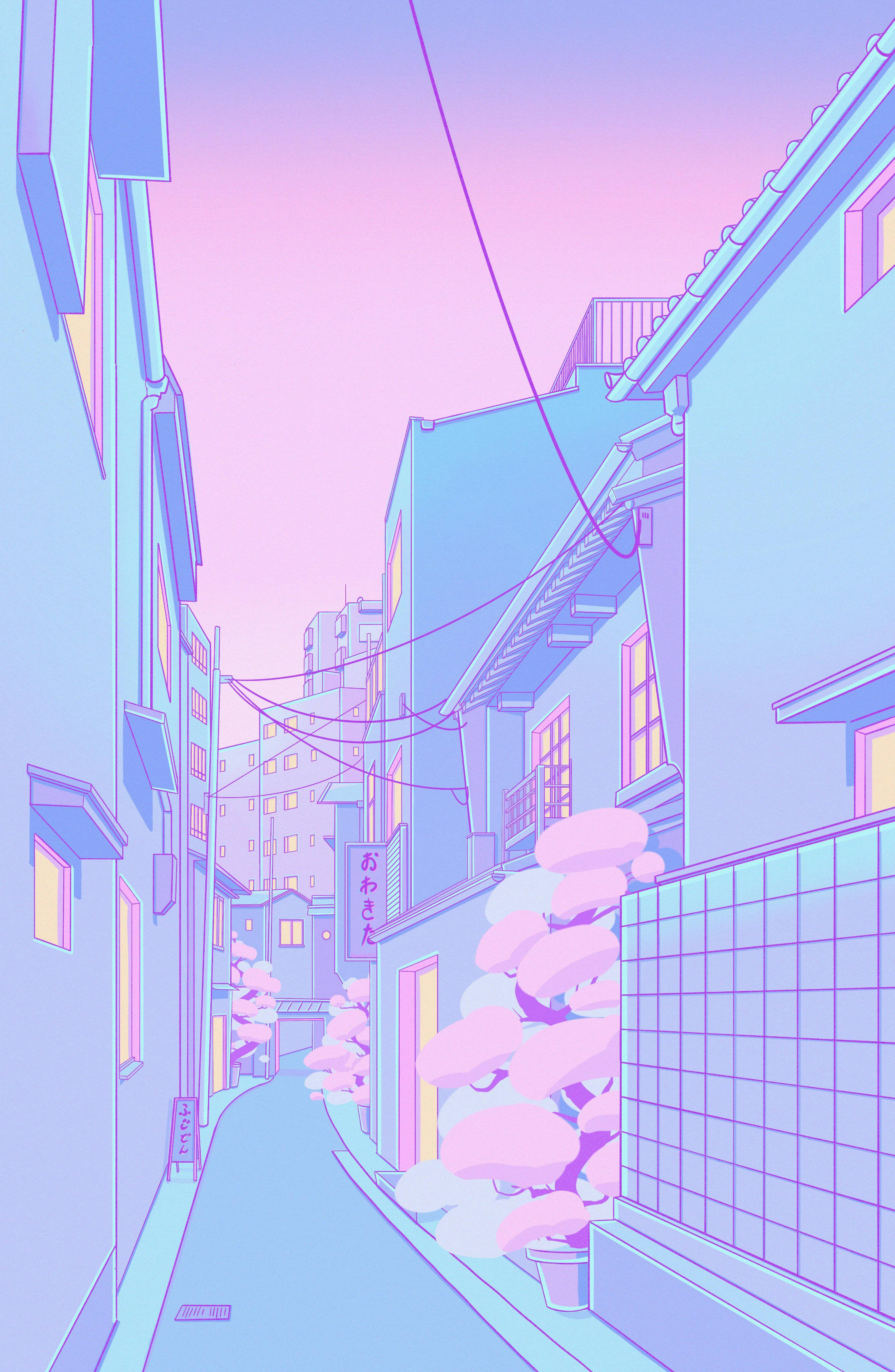 Uwanja Tupu wa Aesthetic Japanese Pastel Picha ya Ukuta