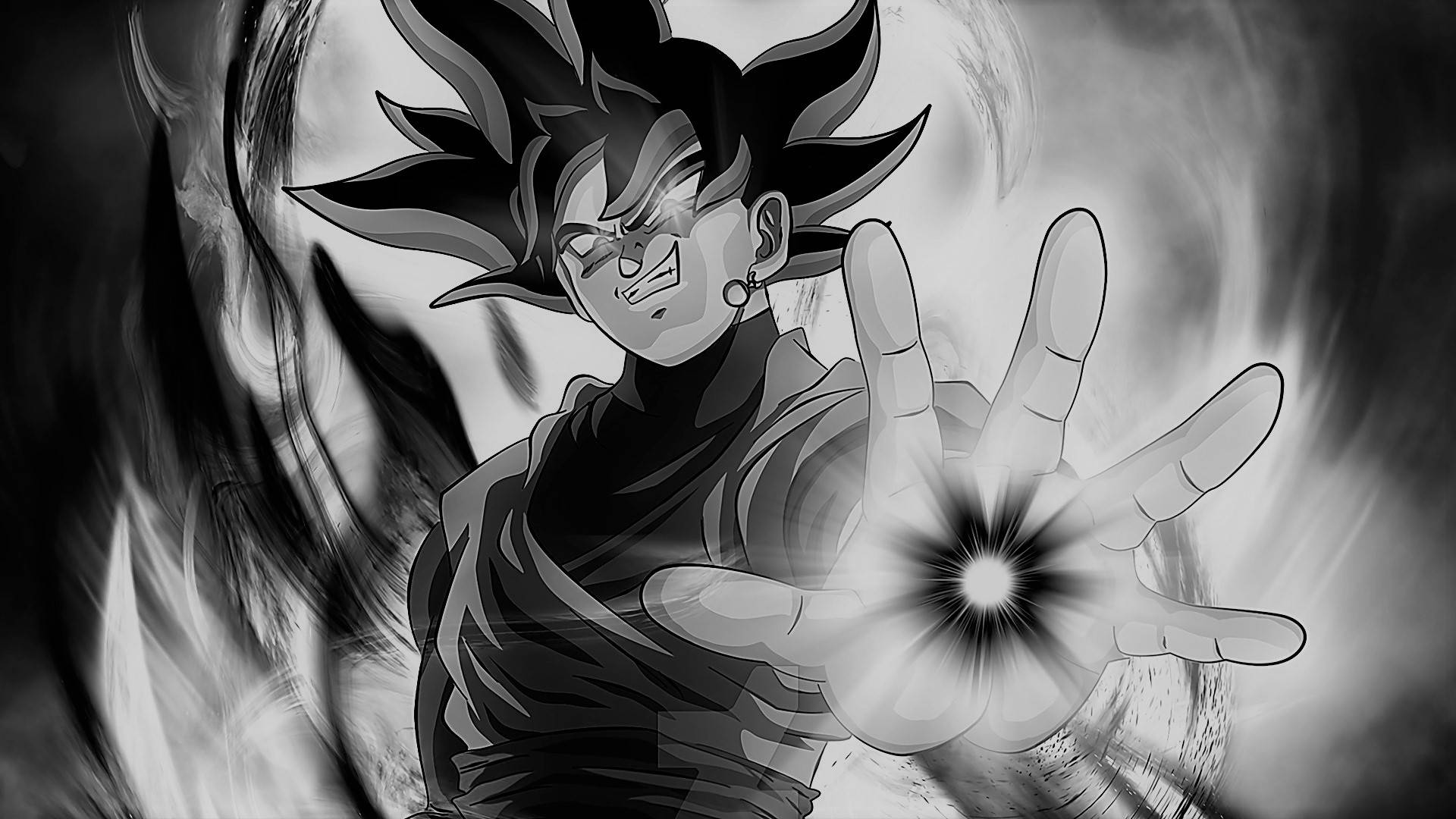 Uwezo wa Goku Nyeusi na Nyeupe Picha ya Ukuta