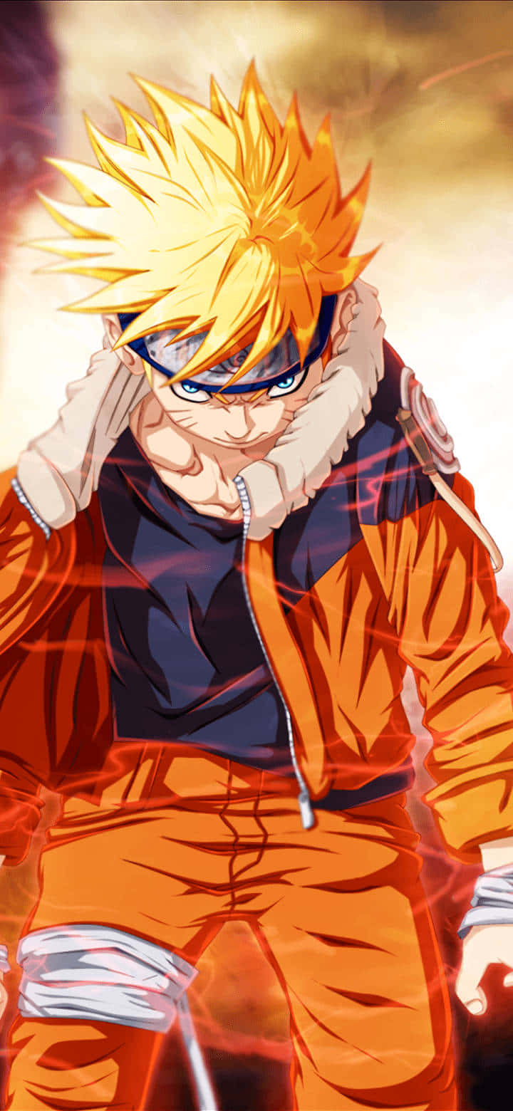 Uzumaki Naruto Mkali Katika Hatua - Tukio la Anime la Rangi ya Chungwa Picha ya Ukuta