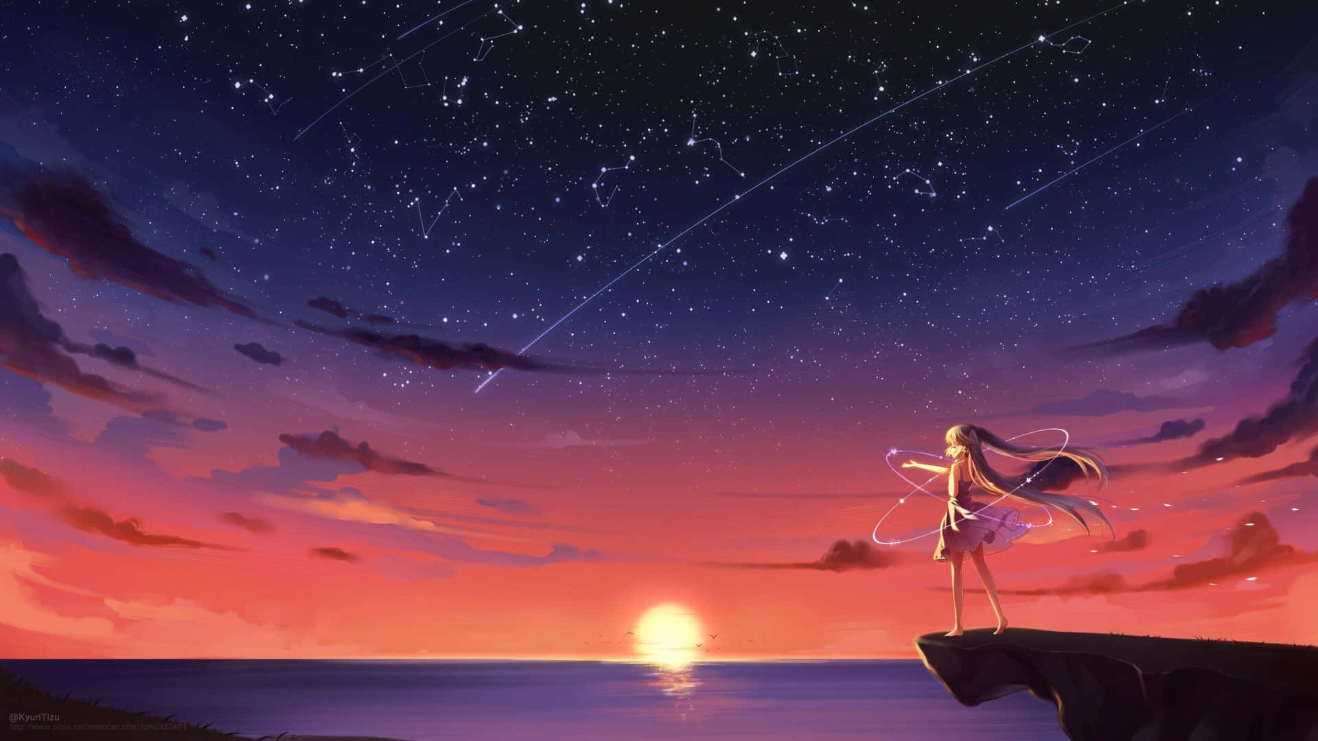 "Uzuri wa Urembo wa Anime" Picha ya Ukuta