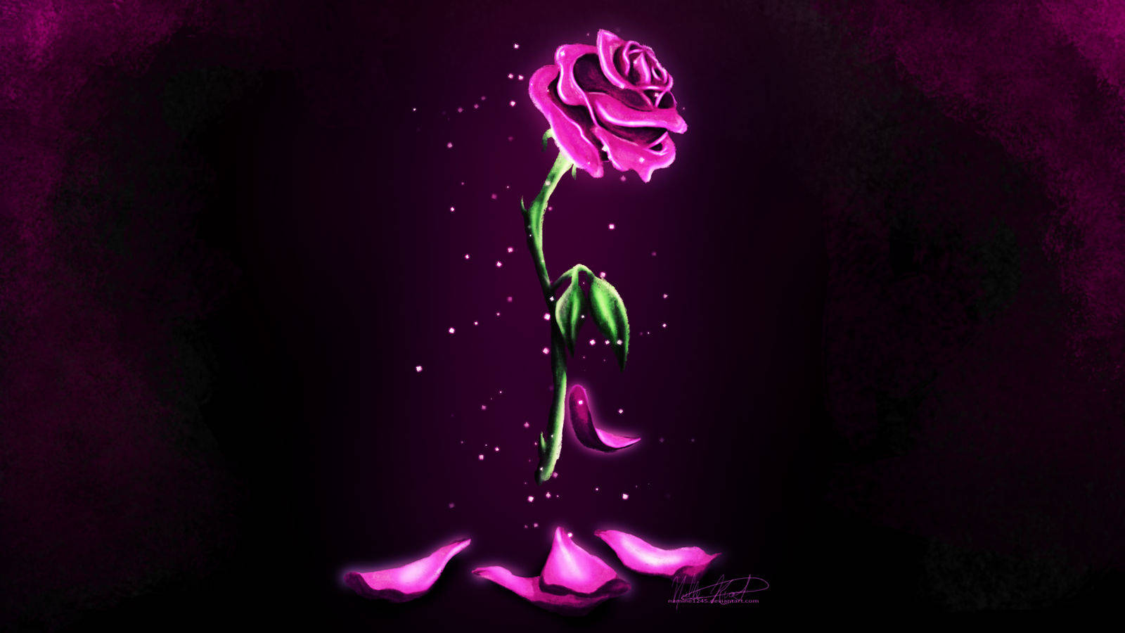 Uzuri wa Waridi la Kichawi la Beauty and the Beast Picha ya Ukuta