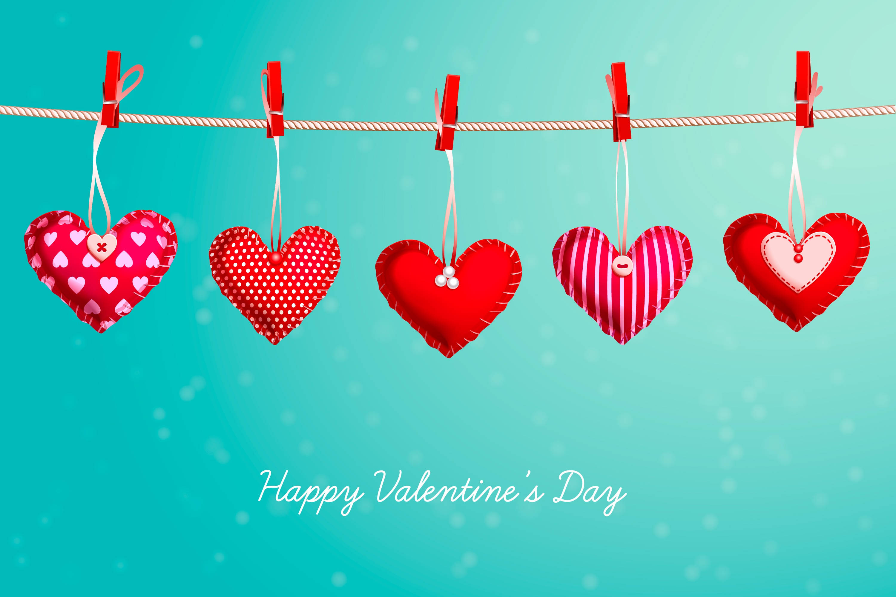 Valentines Day Hanging Hearts Picha ya Ukuta