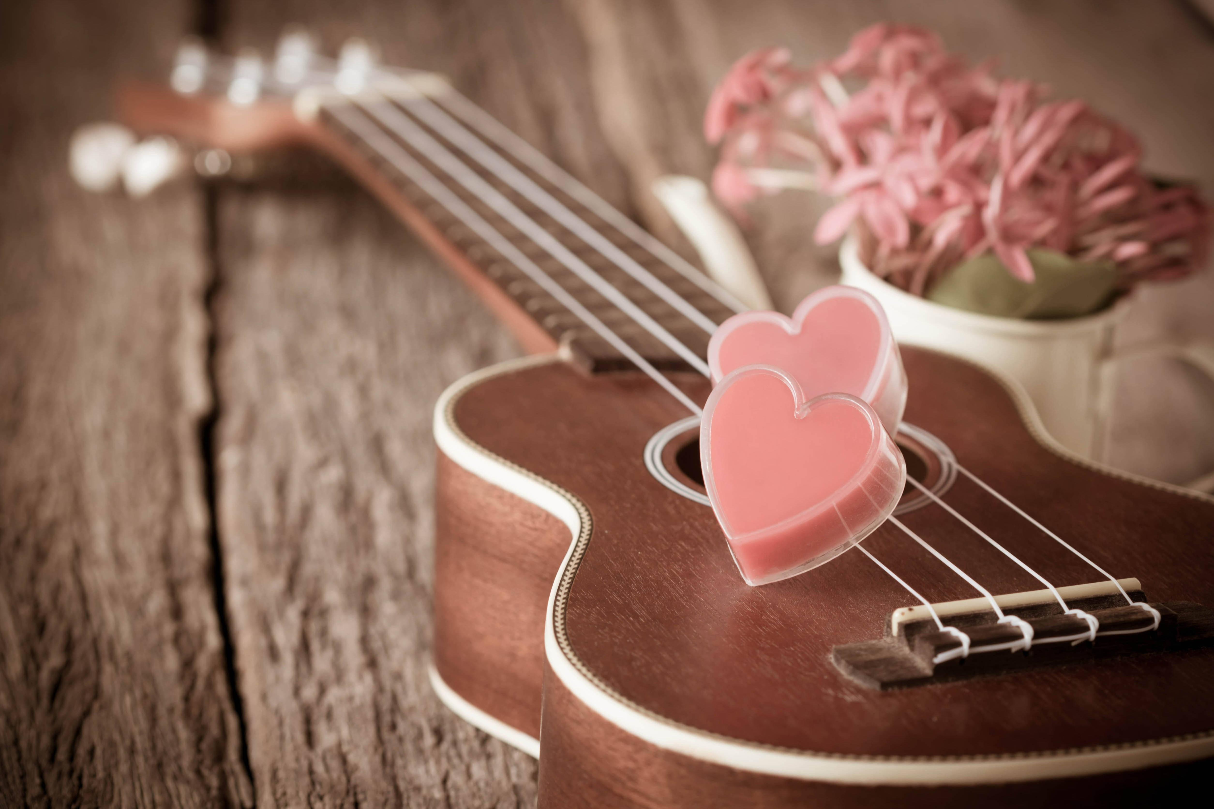 Valentines Day Ukulele Picha ya Ukuta