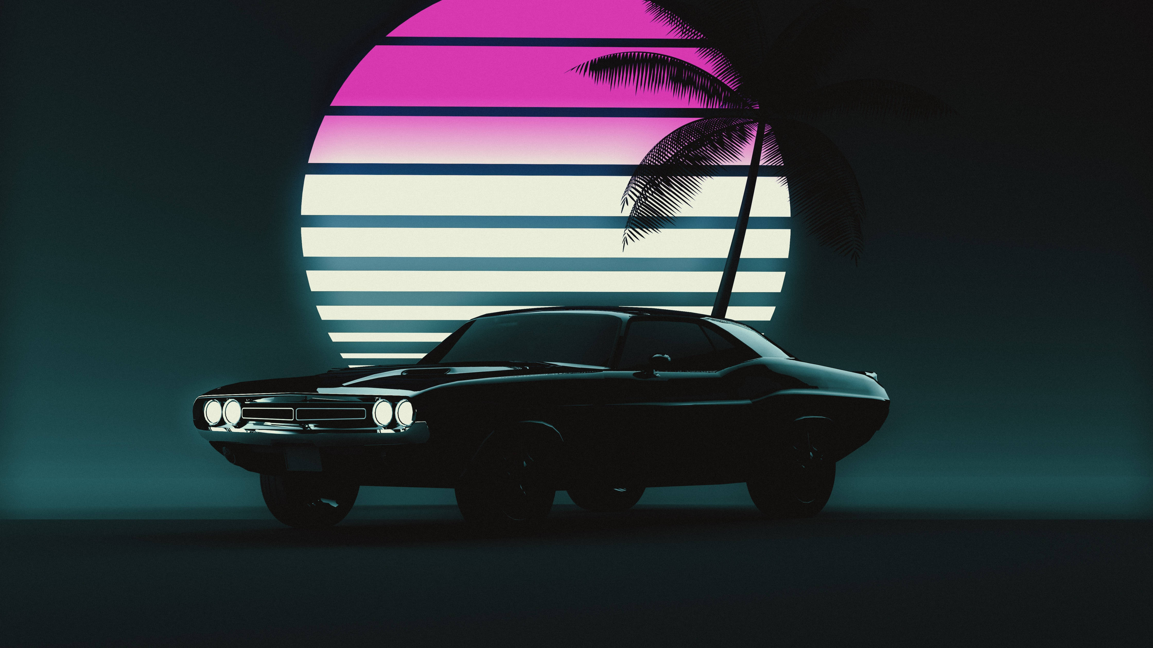 Vaporwave Aesthetic 4K Laptop Gari Picha ya Ukuta